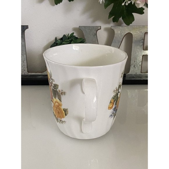 Crown Trent Harvest Coffee Mug Staffordshire England Yellow Rose Apple Berries - Picture 12 of 16